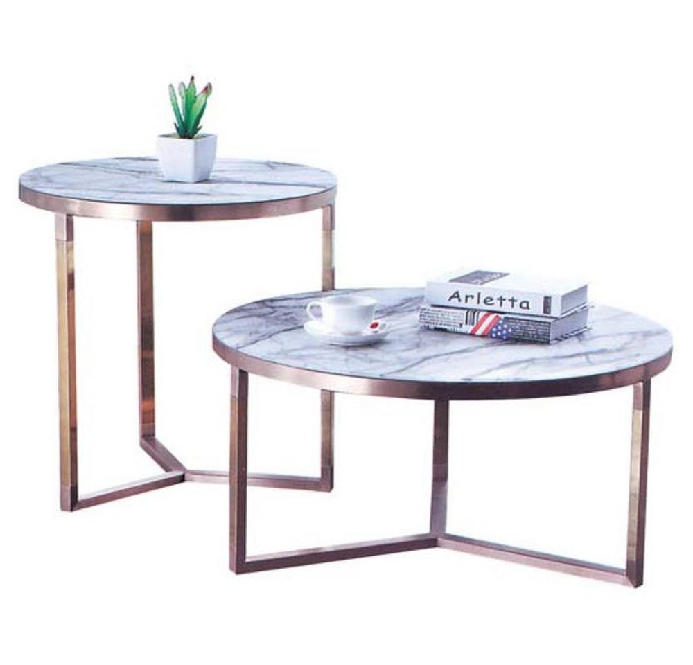 JVmoebel Couchtisch Runder Beistelltisch aus Metall und Glas für das Sofa im Luxus-Design, Made in Europa von JVmoebel