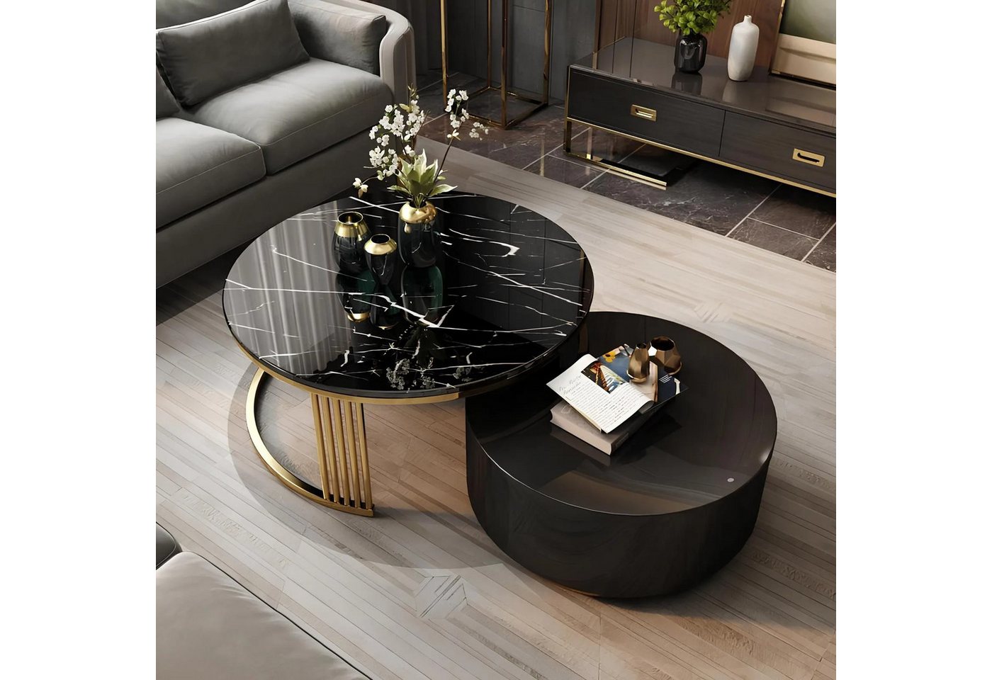 JVmoebel Couchtisch Runder Beistelltisch für Sofa aus Glas und Metall, Designerstück, Made in Europa von JVmoebel