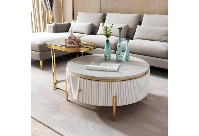 JVmoebel Couchtisch Runder Tisch Oval Set 2x Couchtisch Beistelltisch Design Wohnzimmer, Made in Europa von JVmoebel