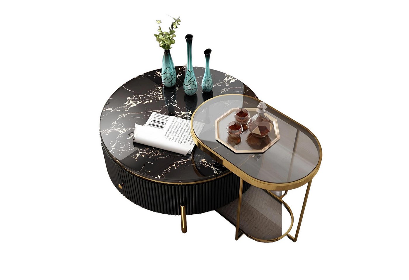 JVmoebel Couchtisch Runder Tisch Oval Set 2x Couchtisch Beistelltisch Design Wohnzimmer, Made in Europa JVmoebel Couchtisch Runder Tisch Oval Set 2x Couchtisch Beistelltisch Design Wohnzimmer, Made in Europa von JVmoebel