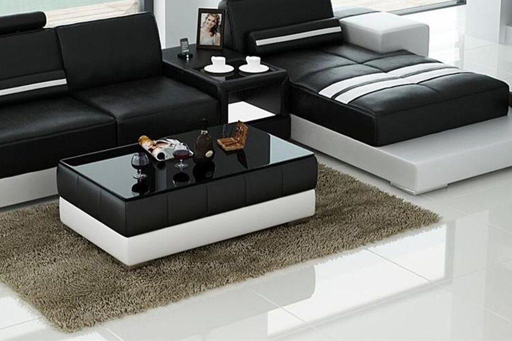 JVmoebel Couchtisch Sofatisch Design Wohnzimmer Leder Kaffee Glas Couch Polster Beistell, Sofatisch Design Wohnzimmer Leder Kaffee Glas Couch Polster Beistell von JVmoebel