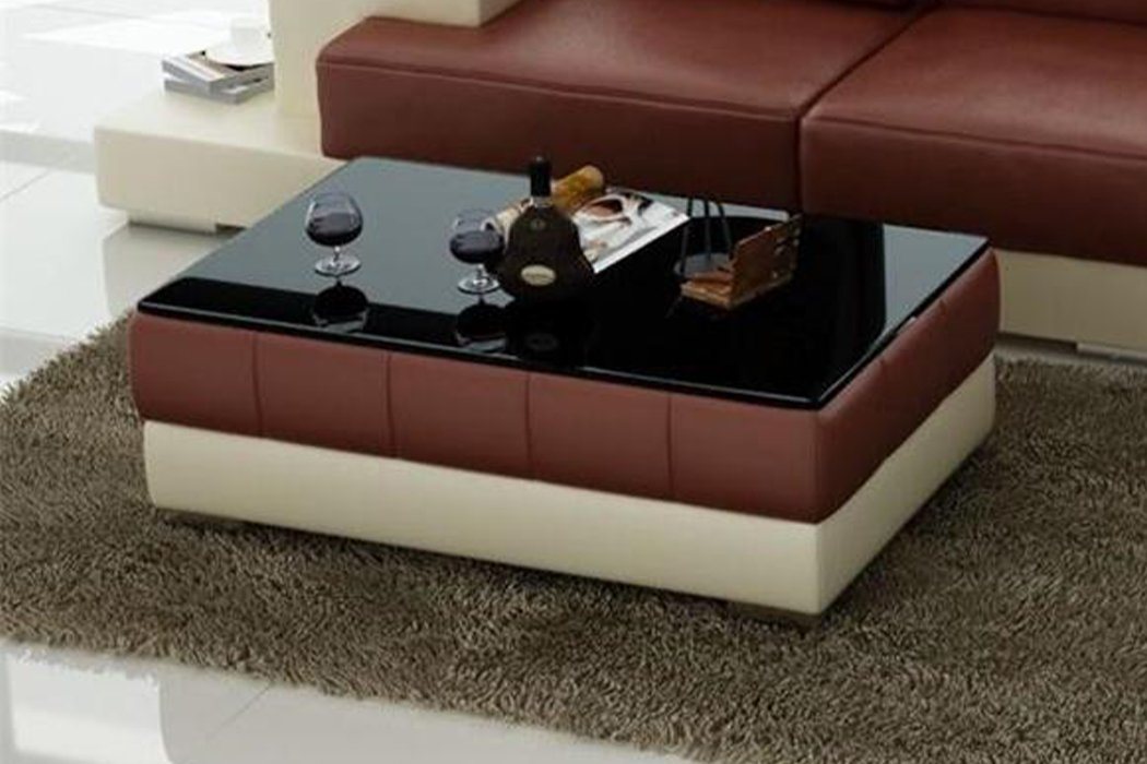 JVmoebel Couchtisch Sofatisch Design Wohnzimmer Leder Kaffee Glas Couch Polster Beistell, Sofatisch Design Wohnzimmer Leder Kaffee Glas Couch Polster Beistell von JVmoebel