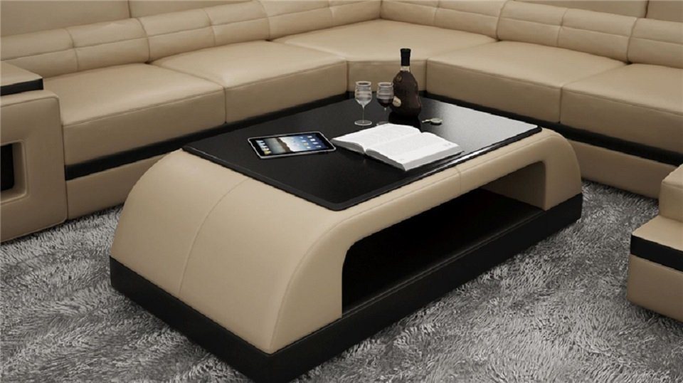 JVmoebel Couchtisch Sofatisch Glas Design Kaffee Tisch Leder Couch Beistell Sofa Tische von JVmoebel