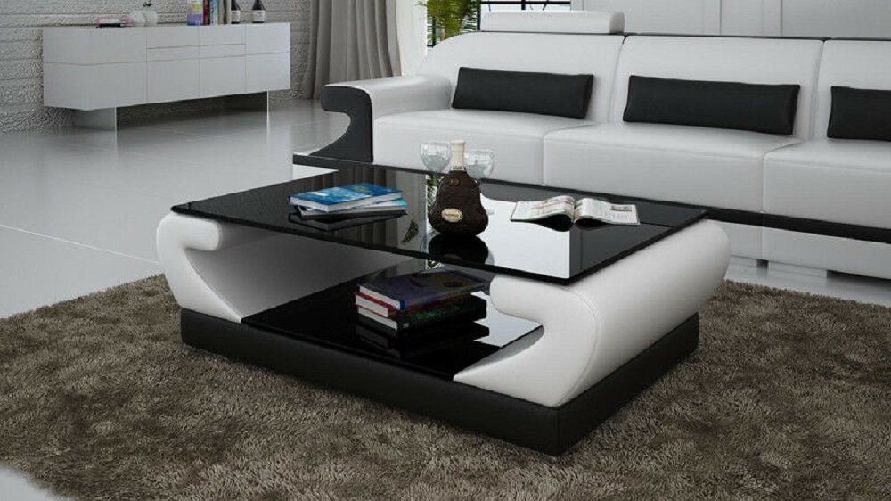 JVmoebel Couchtisch Tische Couchtisch Leder Glastisch Design Tisch Beistell Couch Farbe von JVmoebel