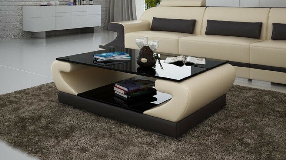 JVmoebel Couchtisch Tische Couchtisch Leder Glastisch Design Tisch Beistell Couch Farbe von JVmoebel