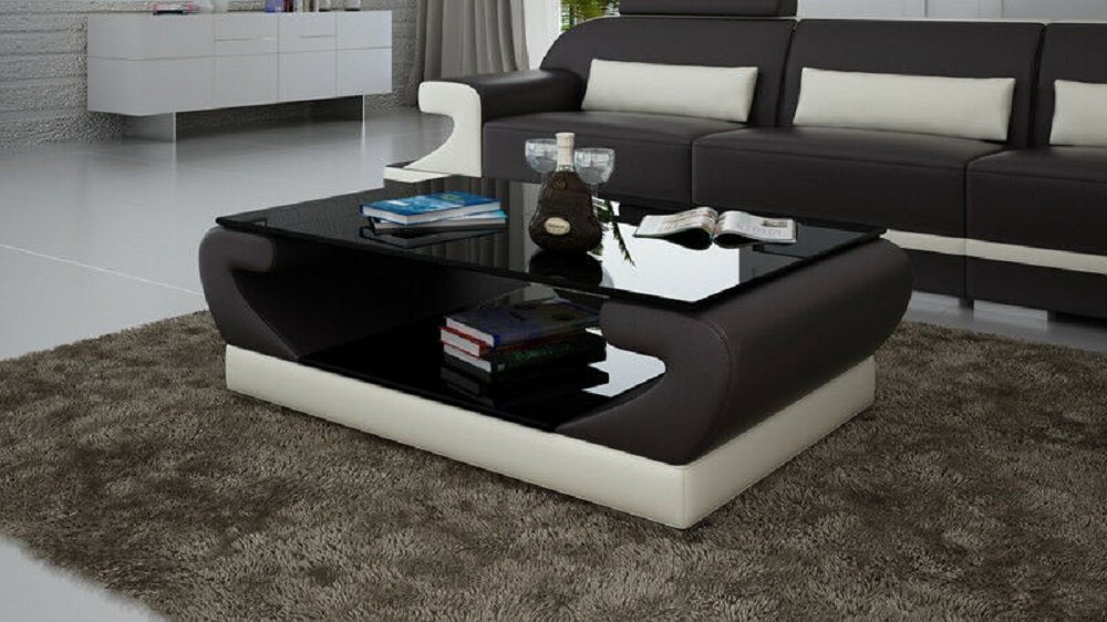 JVmoebel Couchtisch Tische Couchtisch Leder Glastisch Design Tisch Beistell Couch Farbe von JVmoebel