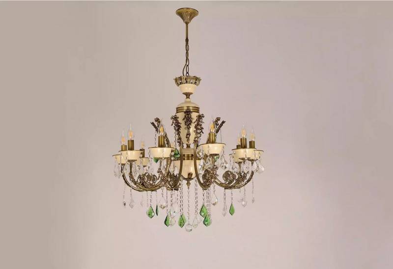 JVmoebel Deckenleuchte Kronleuchter Deckenlampe Lüster Leuchte Lampe Braun Kristall 80cm, Made in Europa von JVmoebel