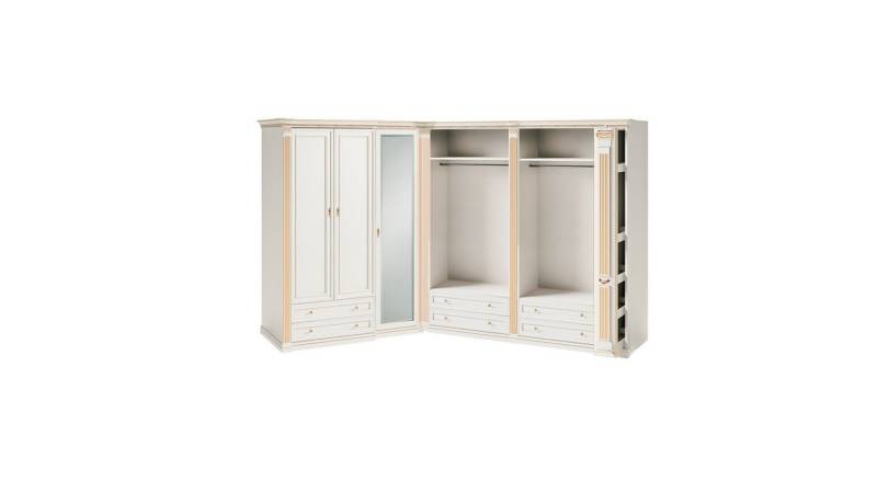 JVmoebel Eckschrank Designer Beiger Kleiderschrank Massivholz L-Form Robuste Edle Schränke (Eckschrank) Made in Europa von JVmoebel