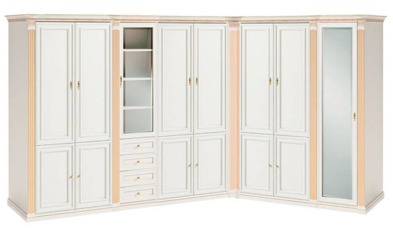 JVmoebel Eckschrank Luxuriöser Weißer Spiegelschrank Eckkleiderschränke Robuste Holz Möbel (Eckschrank) Made in Europa von JVmoebel