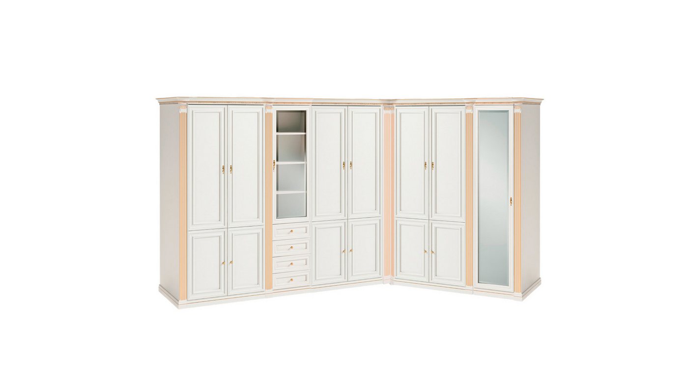 JVmoebel Eckschrank Luxuriöser Weißer Spiegelschrank Eckkleiderschränke Robuste Holz Möbel (Eckschrank) Made in Europa von JVmoebel