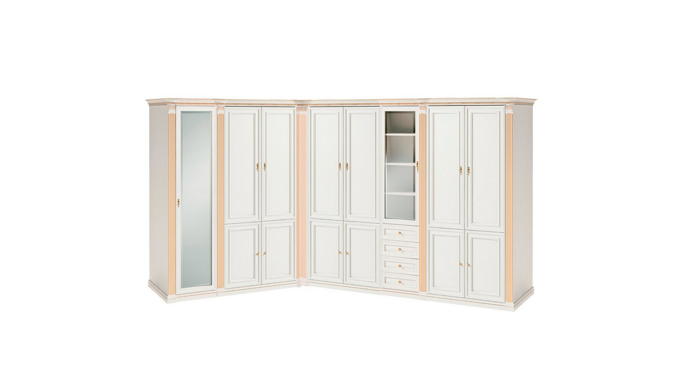 JVmoebel Eckschrank Luxuriöser Weißer Spiegelschrank Eckkleiderschränke Robuste Holz Möbel (Eckschrank) Made in Europa von JVmoebel
