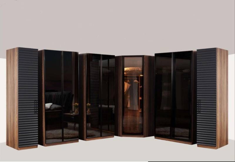 JVmoebel Eckkleiderschrank Schlafzimmer Möbel Moderner Eckschrank Luxuriöser Holz (1-St., Eckschrank) Made in Europa von JVmoebel