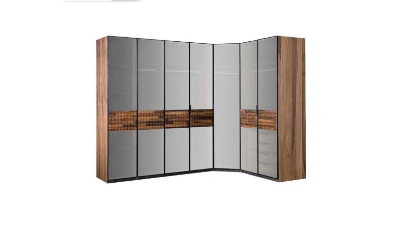 JVmoebel Eckschrank Schlafzimmerschrank Kleiderschrank aus Holz Braun mit Spiegel (1-St., Eckschrank) Made in Europa von JVmoebel
