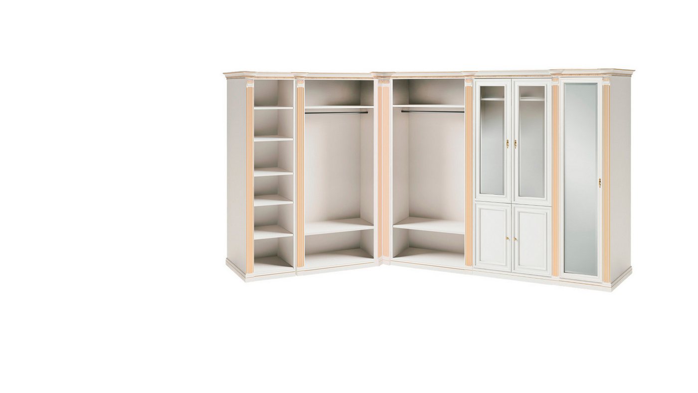 JVmoebel Eckschrank Weißer Massivholz Eckschrank Exklusive Schlafzimmer Designer Edle (Eckschrank) Made in Europa von JVmoebel