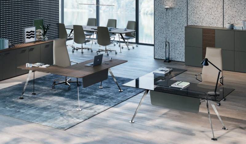 JVmoebel Eckschreibtisch Bürotisch Computertisch Büromöbel Designermöbel Glastisch Schwarz, Made in Europa von JVmoebel