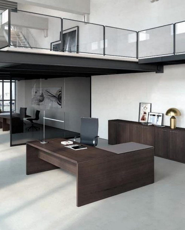 JVmoebel Eckschreibtisch Computer Tisch Büro Praxis Möbel Tische Einrichtung Frezza Sofas Braun, Made in Europa von JVmoebel