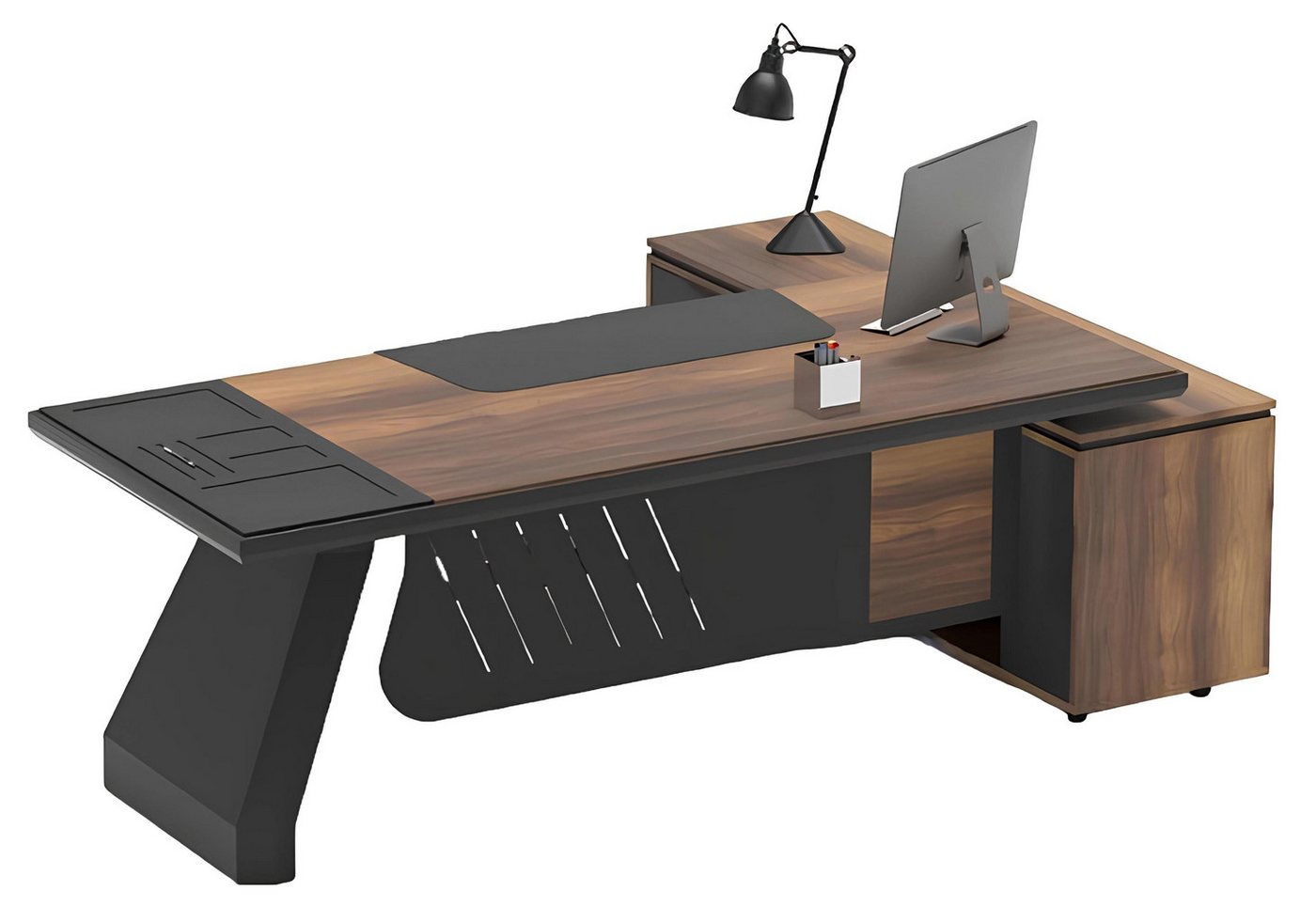 JVmoebel Eckschreibtisch Braun Schreibtisch Multifunktionstisch Chefschreibtisch Bürotisch (1-St., Tisch), Made in Europa von JVmoebel