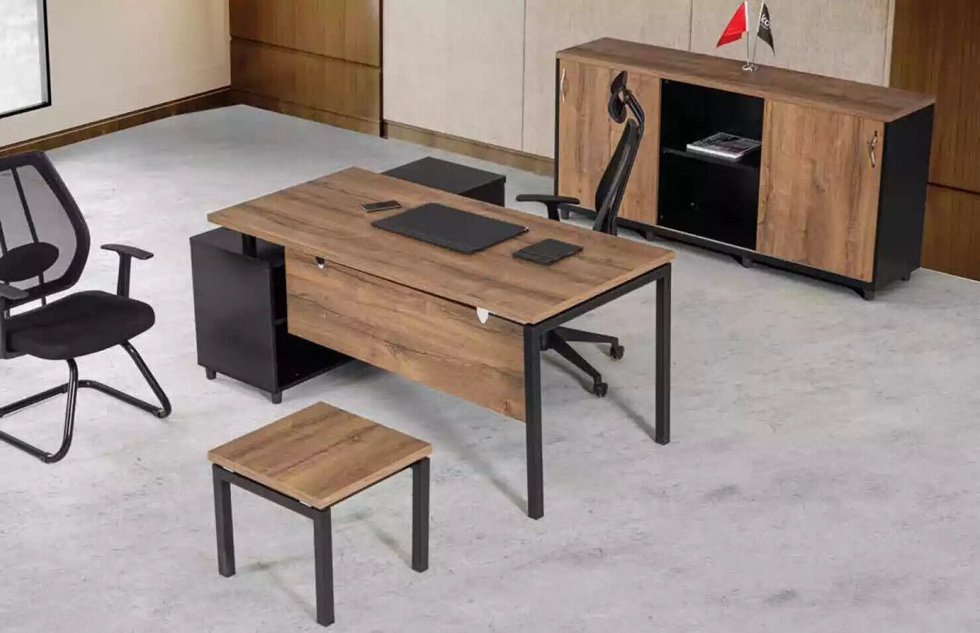 JVmoebel Eckschreibtisch Braune Arbeitszimmer Möbel Luxus Set Schreibtisch Büroschrank, Made In Europe von JVmoebel