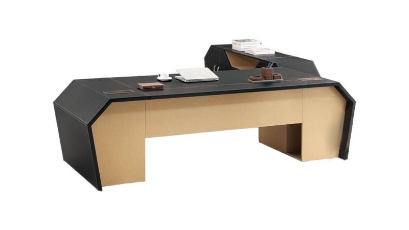 JVmoebel Eckschreibtisch Büromöbel Schreibtisch Chef Schreibtisch Kommode Designmöbel Leder, Made in Europa von JVmoebel