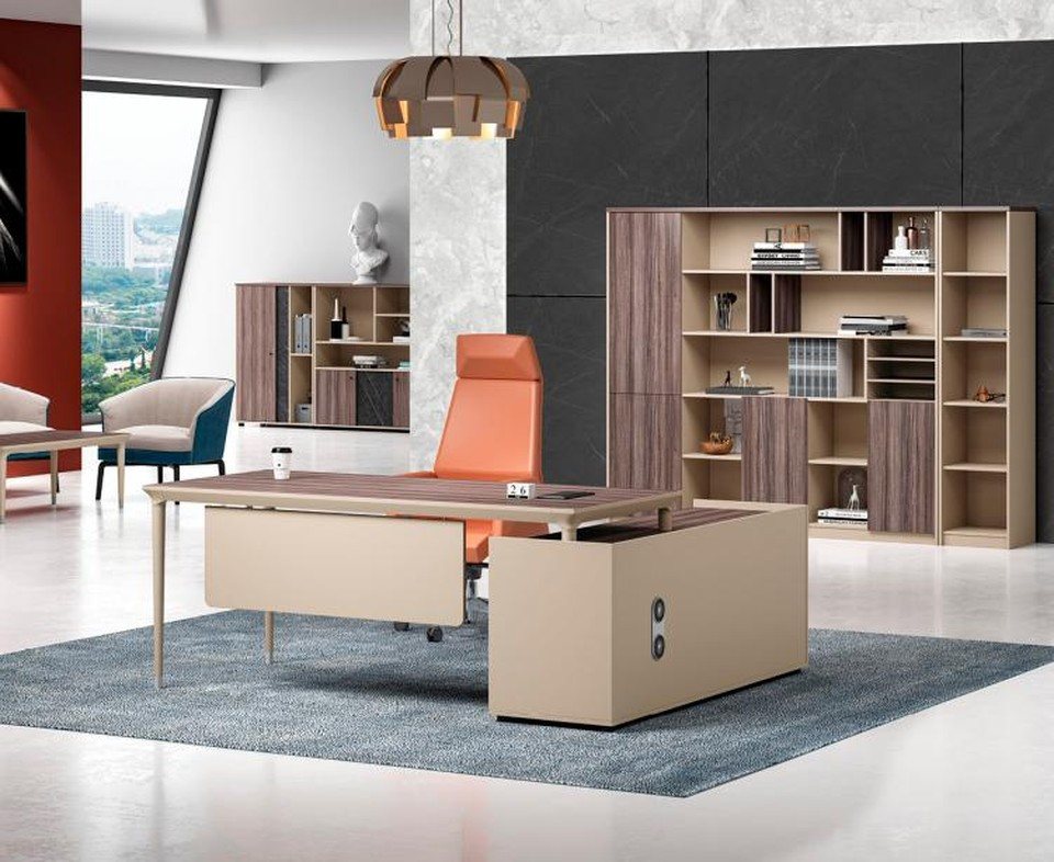 JVmoebel Eckschreibtisch Design Ecke Schreibtisch Bürotisch Arbeitstisch Büro Tisch Holz Beige (Eckschreibtisch), Made in Europa von JVmoebel