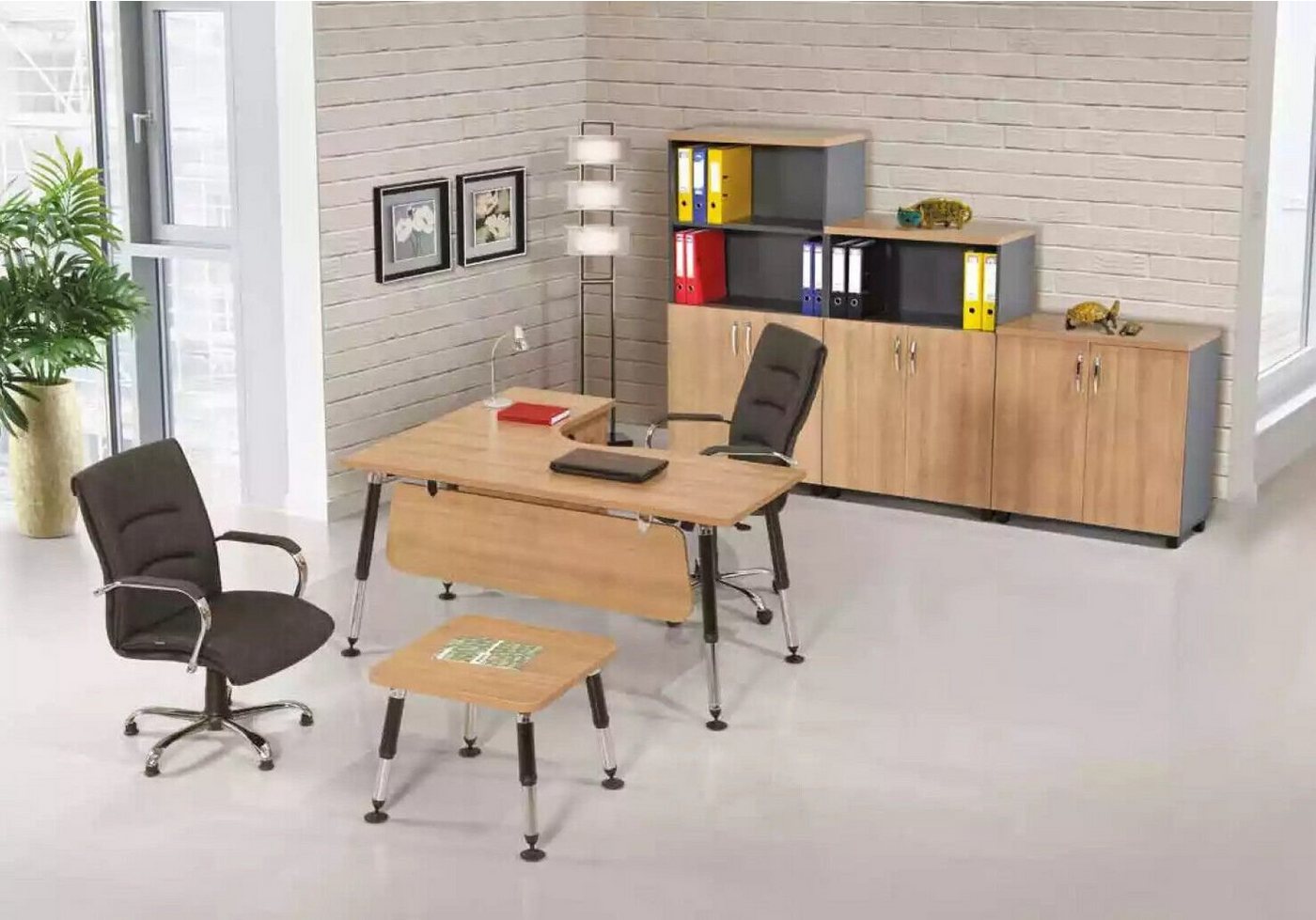 JVmoebel Eckschreibtisch Designer Büromöbel Arbeitszimmer Set Schreibtisch Couchtisch, Made In Europe von JVmoebel