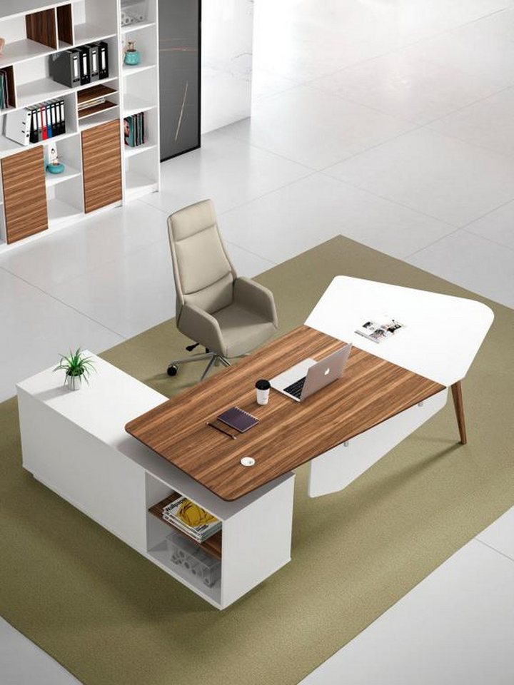 JVmoebel Eckschreibtisch Ecke Schreibtisch Bürotisch Arbeitstisch Büro Tisch Weiß Holz Design (Arbeitstisch), Made in Europa von JVmoebel