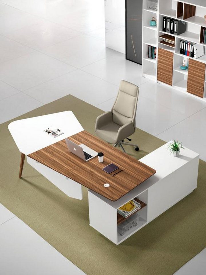JVmoebel Eckschreibtisch Ecke Schreibtisch Bürotisch Arbeitstisch Büro Tisch Weiß Holz Design (Arbeitstisch), Made in Europa von JVmoebel
