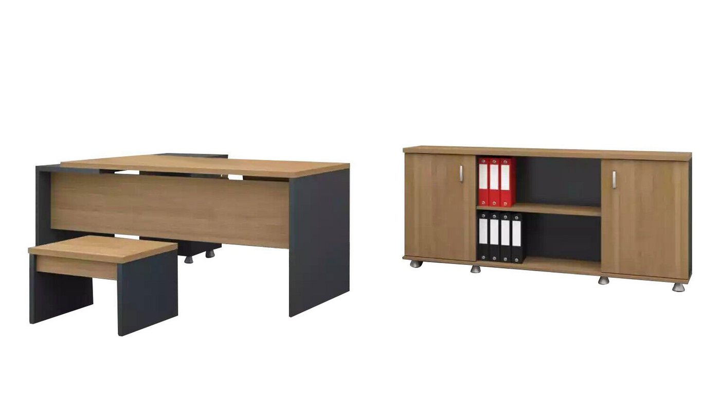 JVmoebel Eckschreibtisch Eckschreibtisch Aktenschrank Couchtisch Arbeitszimmermöbel (3-St., Eckschreibtisch, Couchtisch, Schrank), Made in Europa von JVmoebel