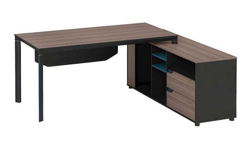 JVmoebel Eckschreibtisch Eckschreibtisch Modern in Holzoptik Braun Schwarz mit Regalen, Made in Europe JVmoebel Eckschreibtisch Eckschreibtisch Modern in Holzoptik Braun Schwarz mit Regalen, Made in Europe von JVmoebel