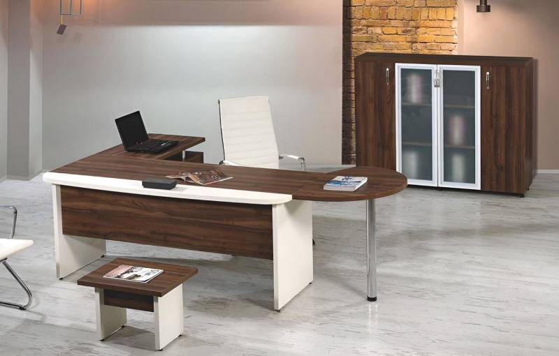 JVmoebel Eckschreibtisch Klassischе Büromöbel Set 3tlg Eckbürotisch Komplettbüro Holz Braun (3-St., Eckschreibtisch/Aktenschrank/Couchtisch), Made in Europa von JVmoebel