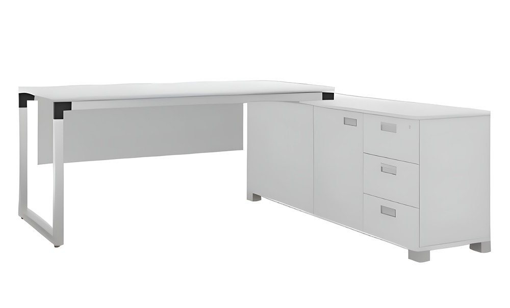 JVmoebel Eckschreibtisch Luxus Arbeitstisch Büromöbel Holz Stilvoller Weiß Eckschreibtisch (Büro / Eckschreibtisch), Made in Europa von JVmoebel