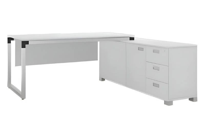 JVmoebel Eckschreibtisch Luxus Arbeitstisch Büromöbel Holz Stilvoller Weiß Eckschreibtisch (Büro / Eckschreibtisch), Made in Europa von JVmoebel