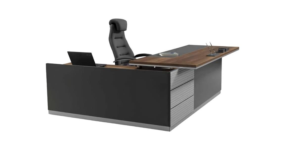 JVmoebel Eckschreibtisch Luxus Büro Schreibtisch Design Eckschreibtisch Möbel Tische Grau (1-St., Schreibtisch), Made in Europa von JVmoebel