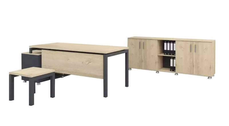JVmoebel Eckschreibtisch Luxus Büro Set Moderne Holz Möbel Eckschreibtisch Schrank (3-St., Eckschreibtisch, Couchtisch, Schrank), Made in Europa von JVmoebel
