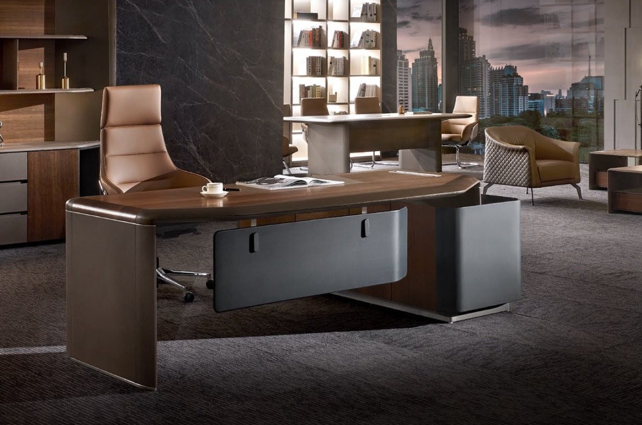 JVmoebel Eckschreibtisch Moderne Bürotische für Chef und Boss – Eckschreibtisch Leder, Made in Europa von JVmoebel