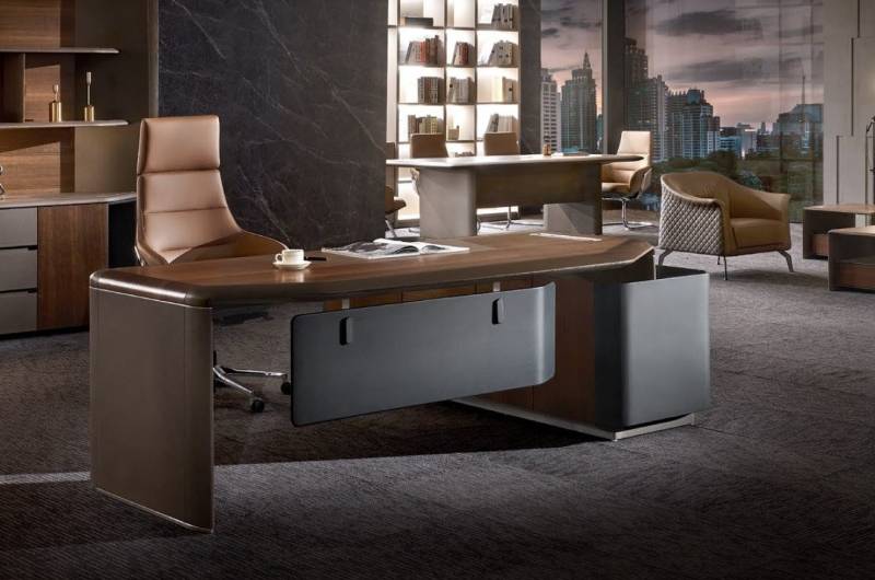 JVmoebel Eckschreibtisch Moderne Bürotische für Chef und Boss – Eckschreibtisch Leder, Made in Europa von JVmoebel