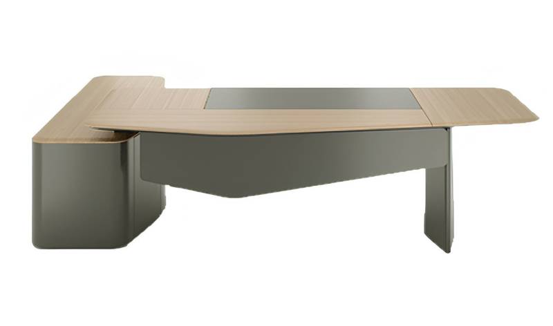 JVmoebel Eckschreibtisch Stilvoller Eckschreibtisch Grau Braun Holz Büromöbel Arbeitstisch (1-St., Eck-Bürotisch), Made in Europa von JVmoebel