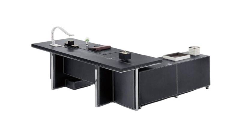 JVmoebel Eckschreibtisch Büro Kanzlei Praxis Firmen Möbel Chef Schreibtisch Schwarz Holz, Made in Europa von JVmoebel