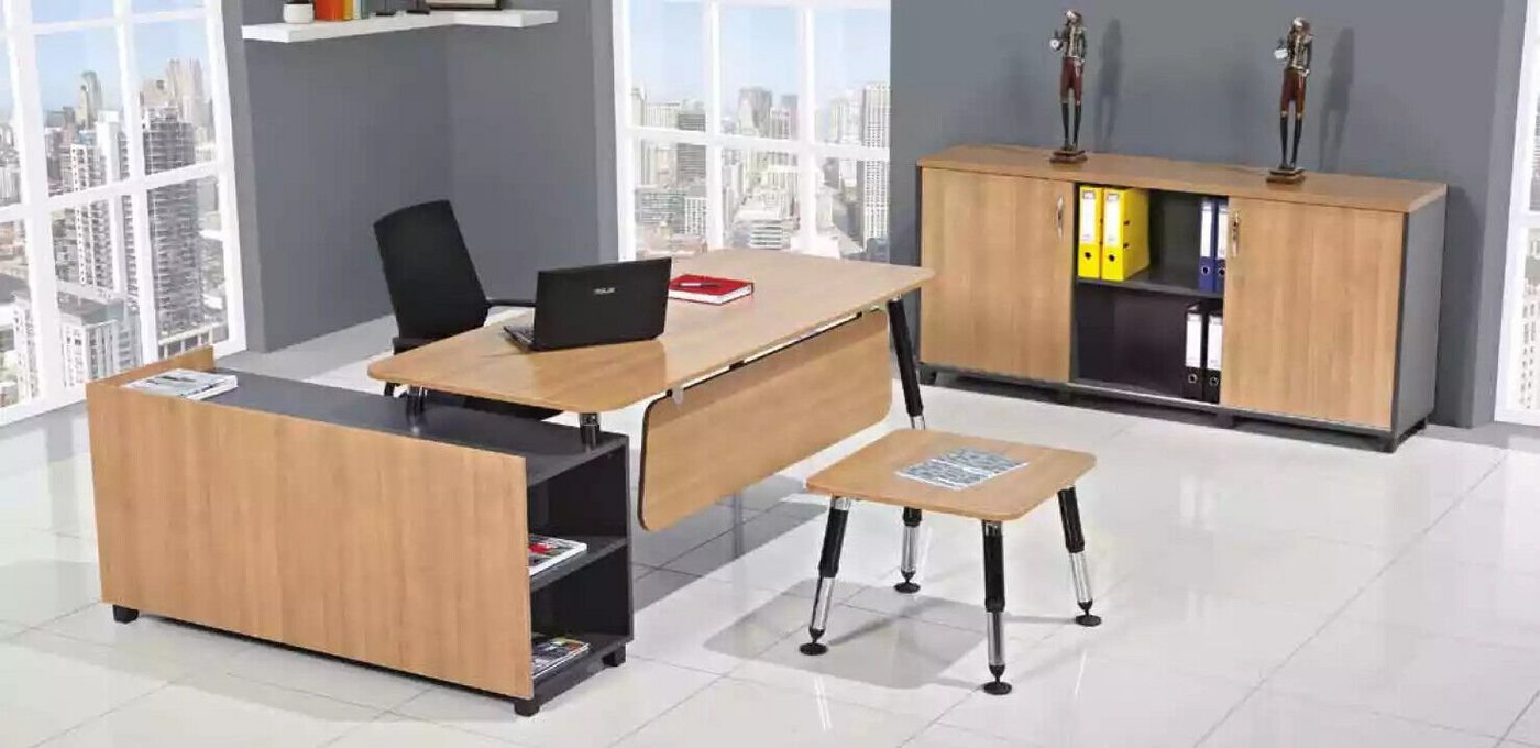 JVmoebel Eckschreibtisch Tisch Holzmöbel Büro Set Arbeitszimmermöbel Eckschreibtisch, Made In Europe von JVmoebel