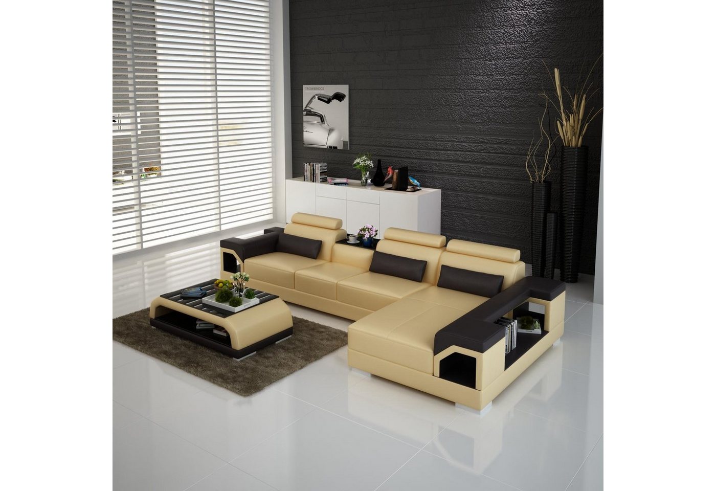 JVmoebel Ecksofa, Couch Ecksofa Leder Wohnlandschaft Garnitur Design Modern von JVmoebel