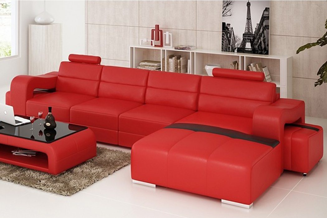 JVmoebel Ecksofa, Couch Polster Garnitur Wohnlandschaft Design Ecksofa Leder Neu von JVmoebel