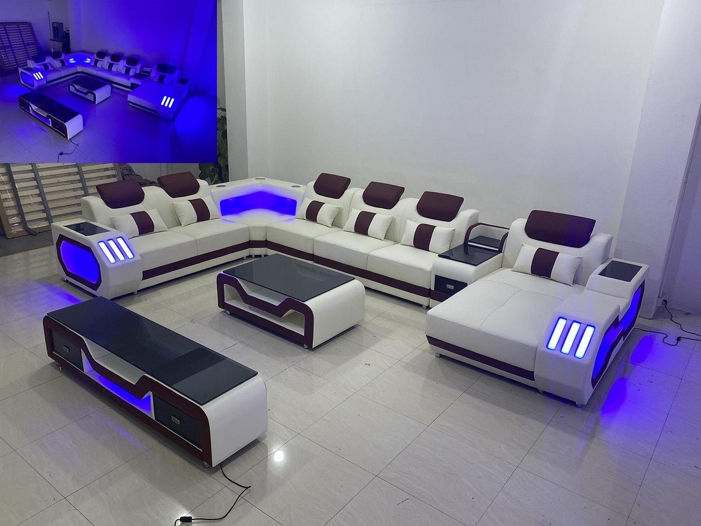JVmoebel Ecksofa, Design Big Sofa mit USB Ecksofa Couch Wohlandschaft U Form von JVmoebel