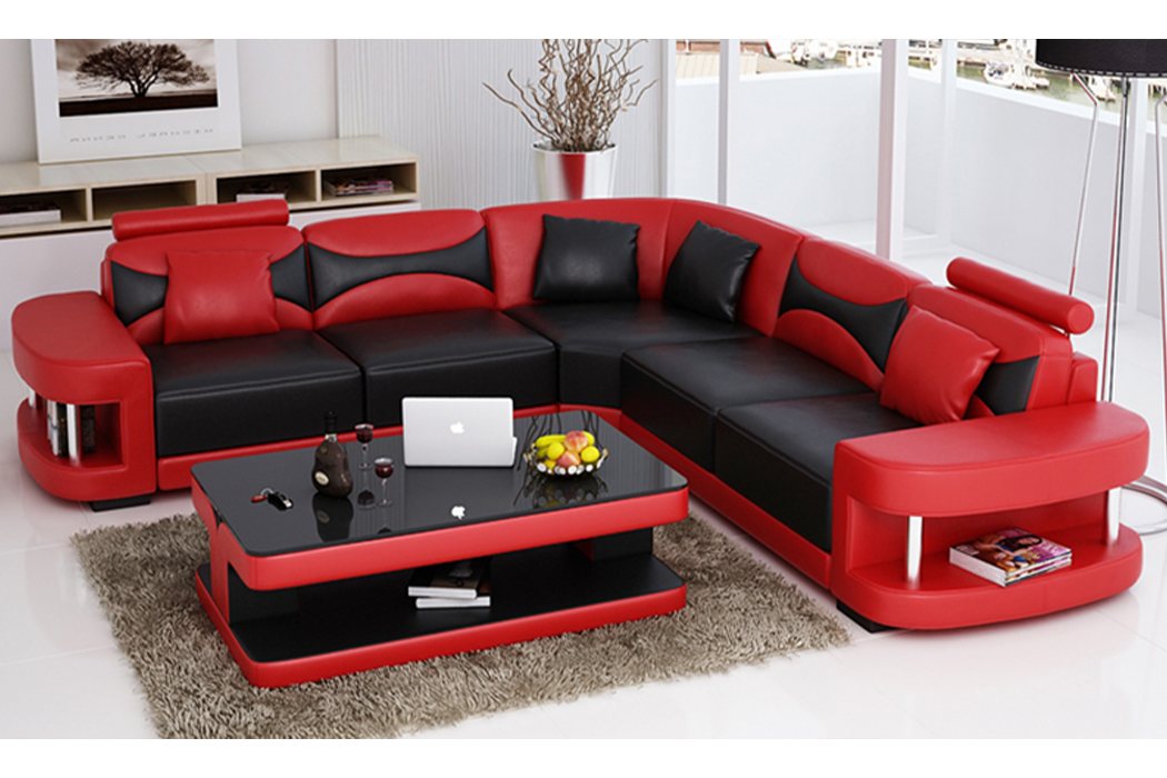 JVmoebel Ecksofa, Design Ecksofa Leder Sofa Couch Polster Eck Sitz Wohnlandschaft von JVmoebel