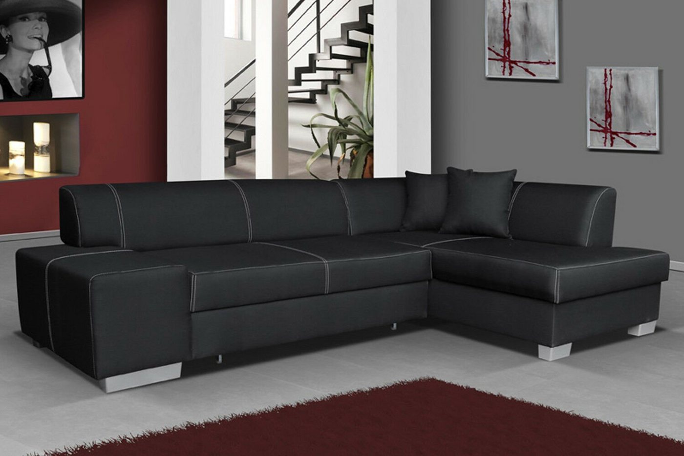 JVmoebel Ecksofa, Design Ecksofa Schlafsofa Bettfunktion Couch Leder Textil Polster von JVmoebel