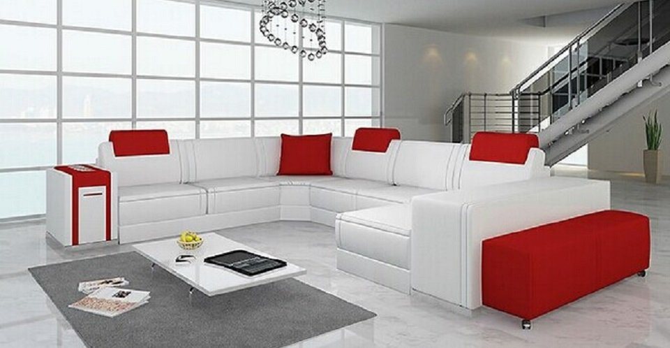 JVmoebel Ecksofa, Design Ecksofa Sofa Wohnlandschaft U Form Polster Couch Ledersofa von JVmoebel