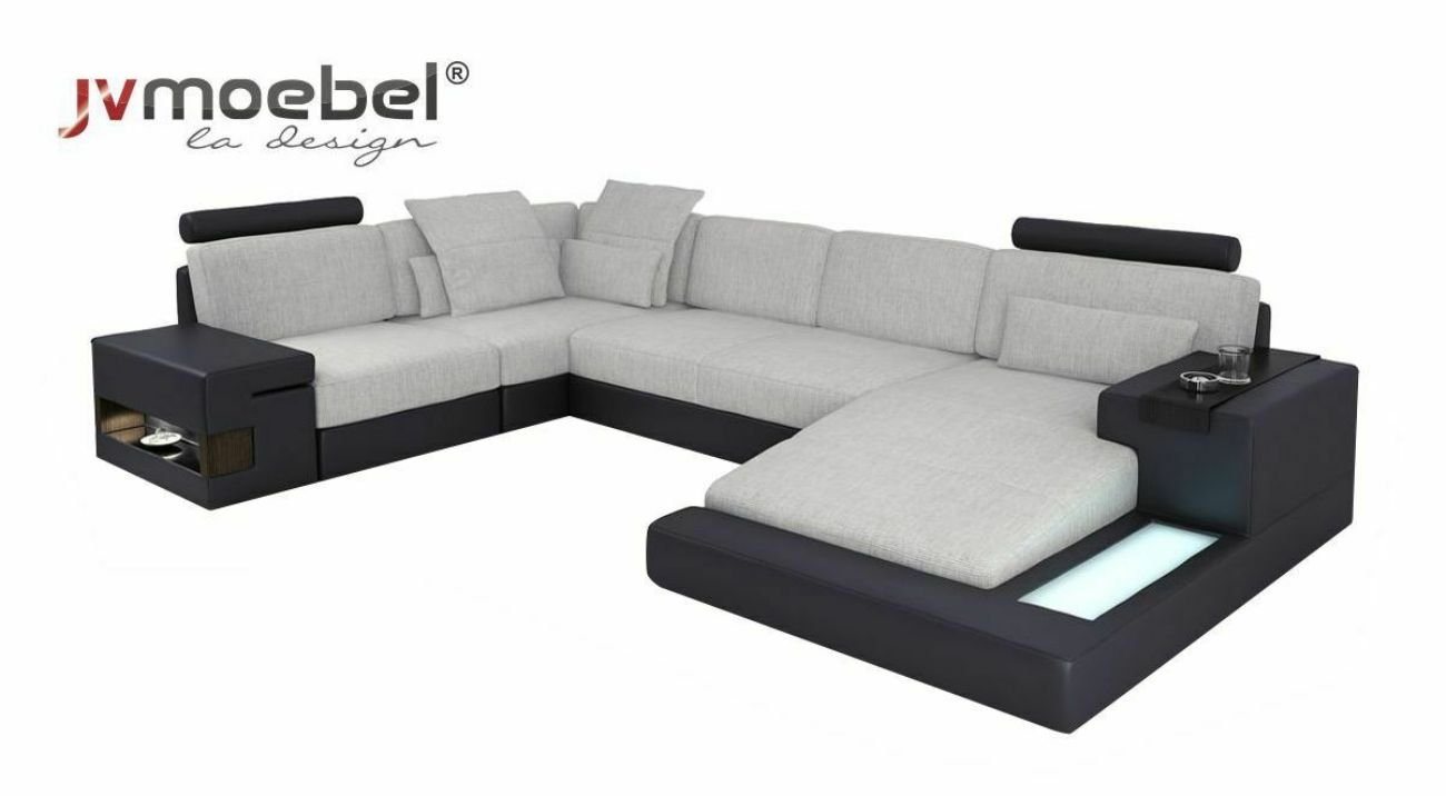 JVmoebel Ecksofa, Design Sofas Wohnlandschaft Ecksofa Leder U Form Sofa Couch Polster von JVmoebel