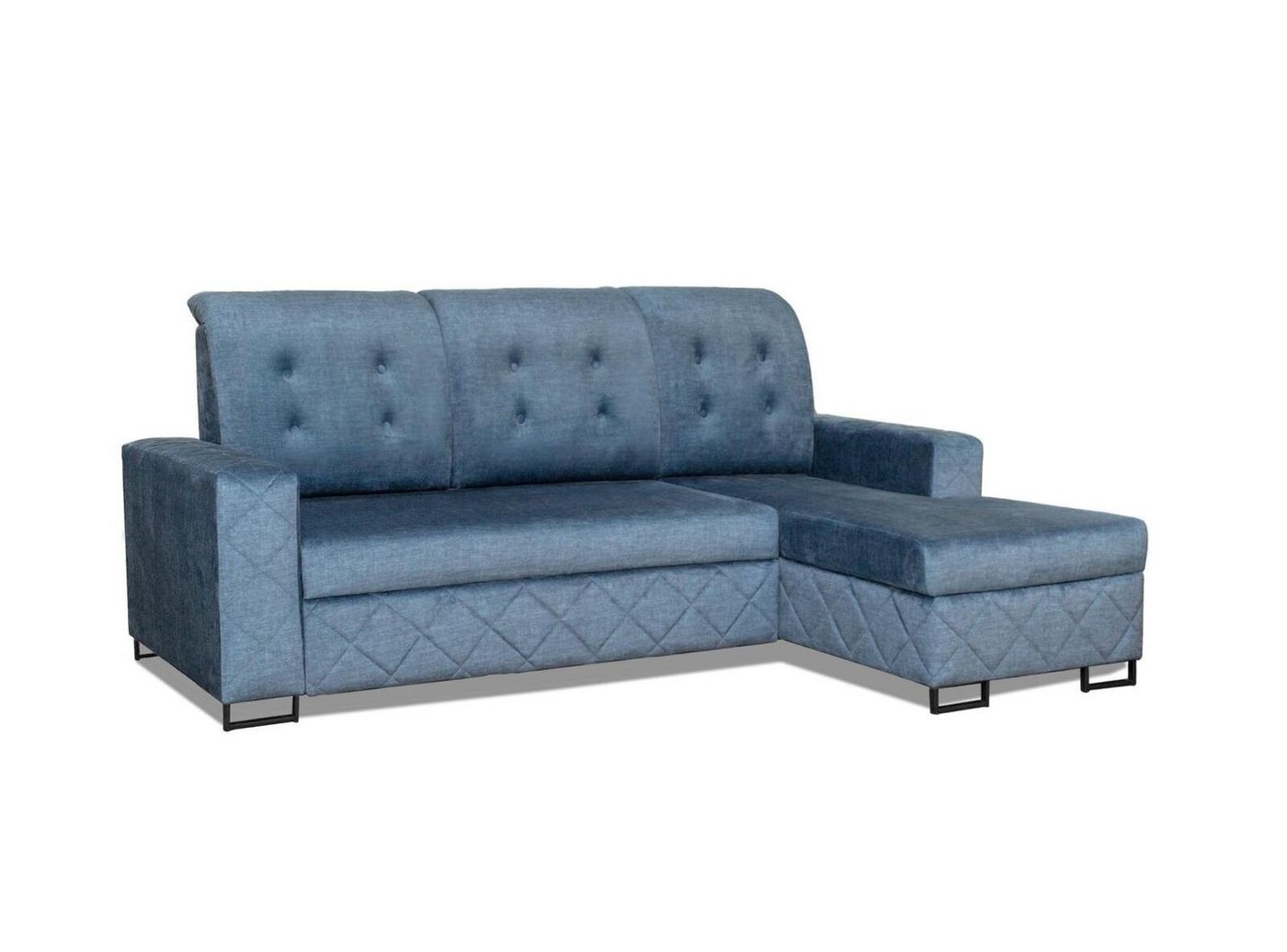 JVmoebel Ecksofa, Designer Sofa Couch Ecke Hocker gepolstert Blau Wohnraum L-Form von JVmoebel