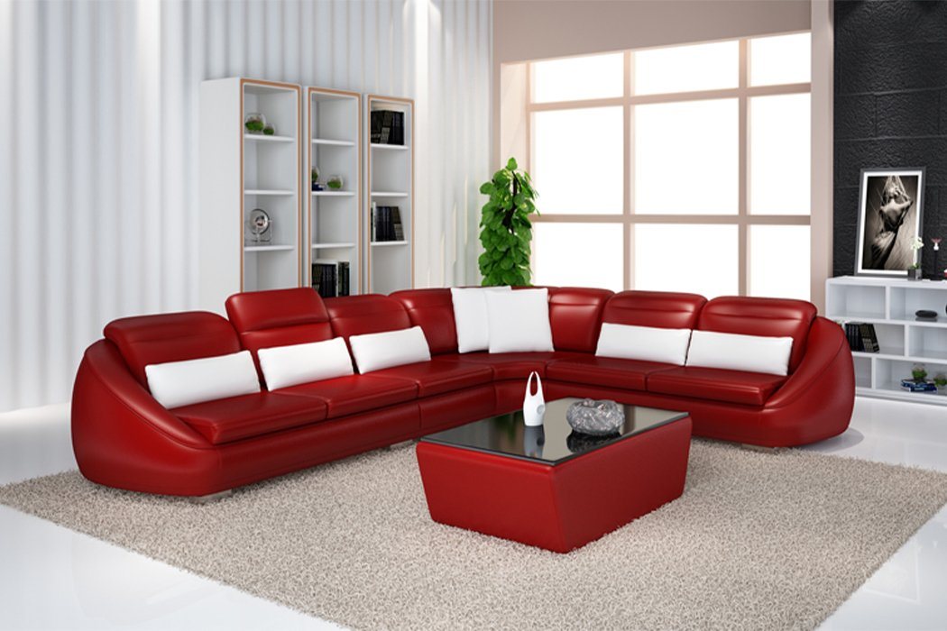 JVmoebel Ecksofa, Designer Sofa Couch Ecksofa mit Hocker Polster Garnitur von JVmoebel