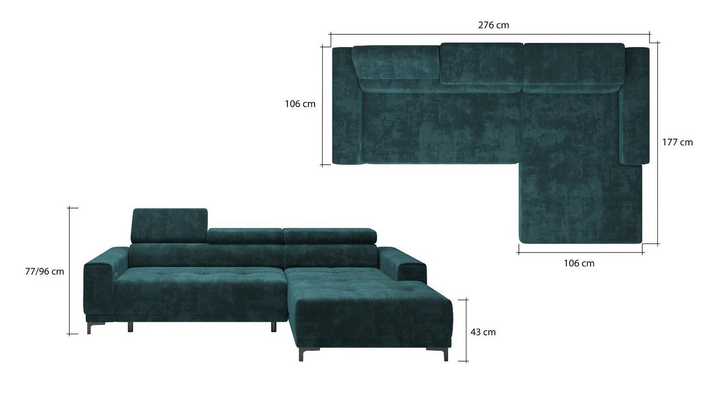 JVmoebel Ecksofa, Designer Stoff L Form Couch Wohnlandschaft Ecksofa Sofa Modern von JVmoebel