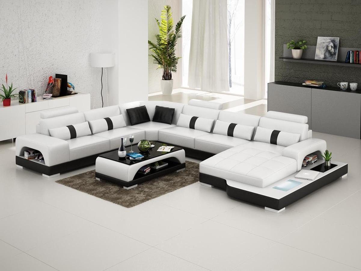 JVmoebel Ecksofa, Eckgarnitur Ledersofa Design Luxus Wohnlandschaft led sofa von JVmoebel